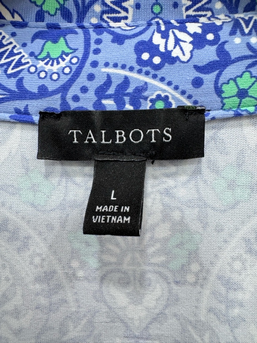 Talbots Shirt Dress Sz Lg Blue Green Paisley  Button - Picture 5 of 7